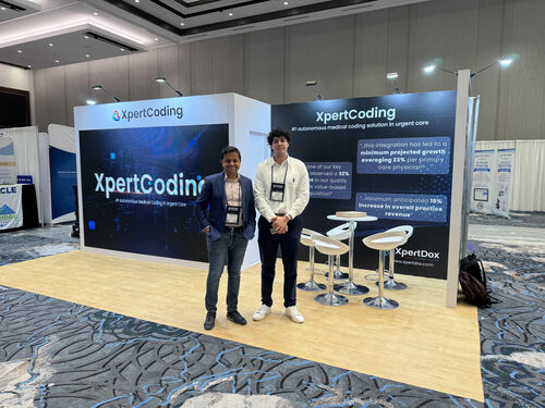 Dr. Bhupesh Panwar, COO, XpertDox and Mateo Montoya, CTO, XpertDox at the 2024 Urgent Care Convention in Las Vegas.